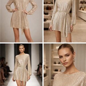Forever 21 Gold Sequin Long-Sleeve Mini Dress